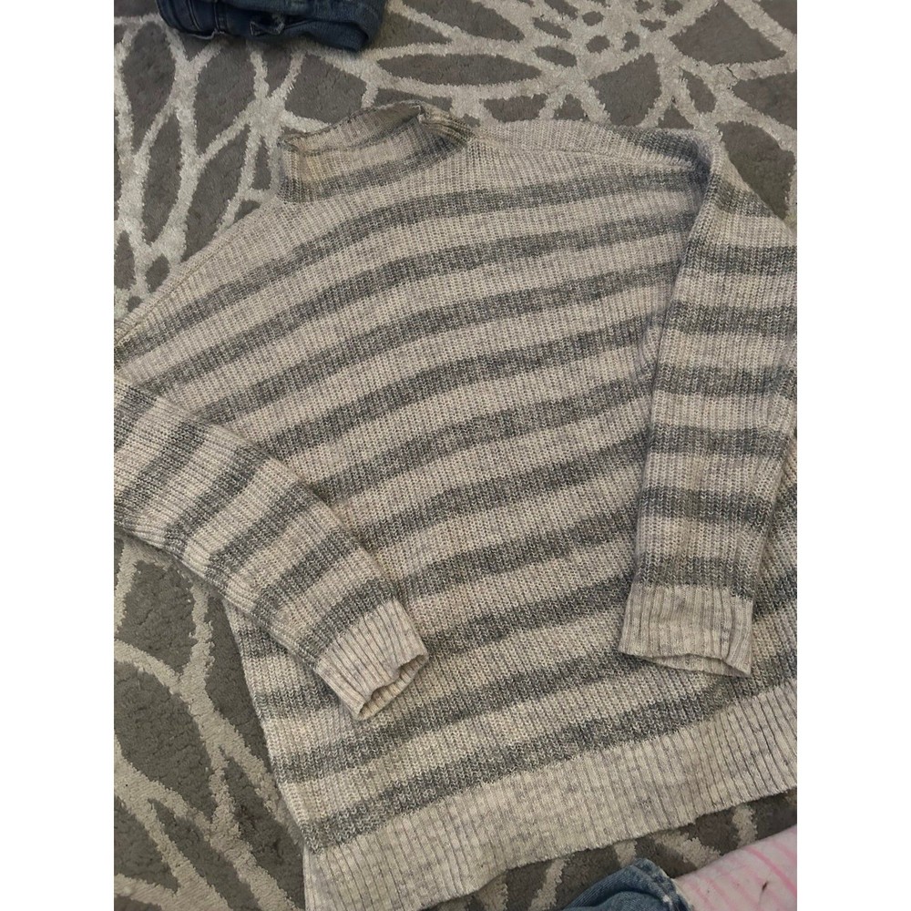 Gray Striped Mock Neck American Eagle Sweater
